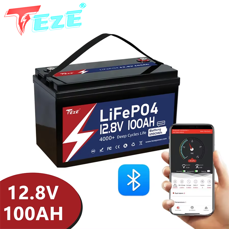 Lifepo4 12V 100Ah Bms Bluetooth - 8000 사이클 12V 24V 리튬인산철 배터리