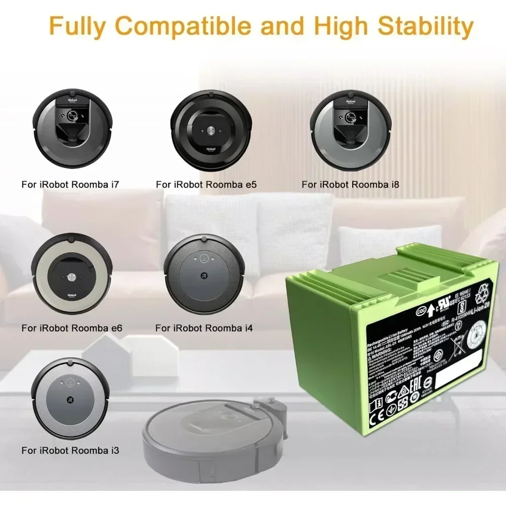 IRobot Roomba I7, I3-I8 J7 E5  - 4S Lipo Battery 14.8V 6000Mah 리뷰 및 가격