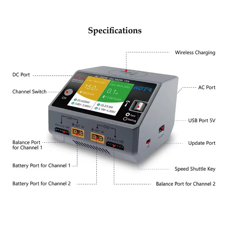 HOTA D6 Pro 200W AC 650W DC 리튬 - Hota D6 Pro Dual Lipo Charger 리뷰 및 가격